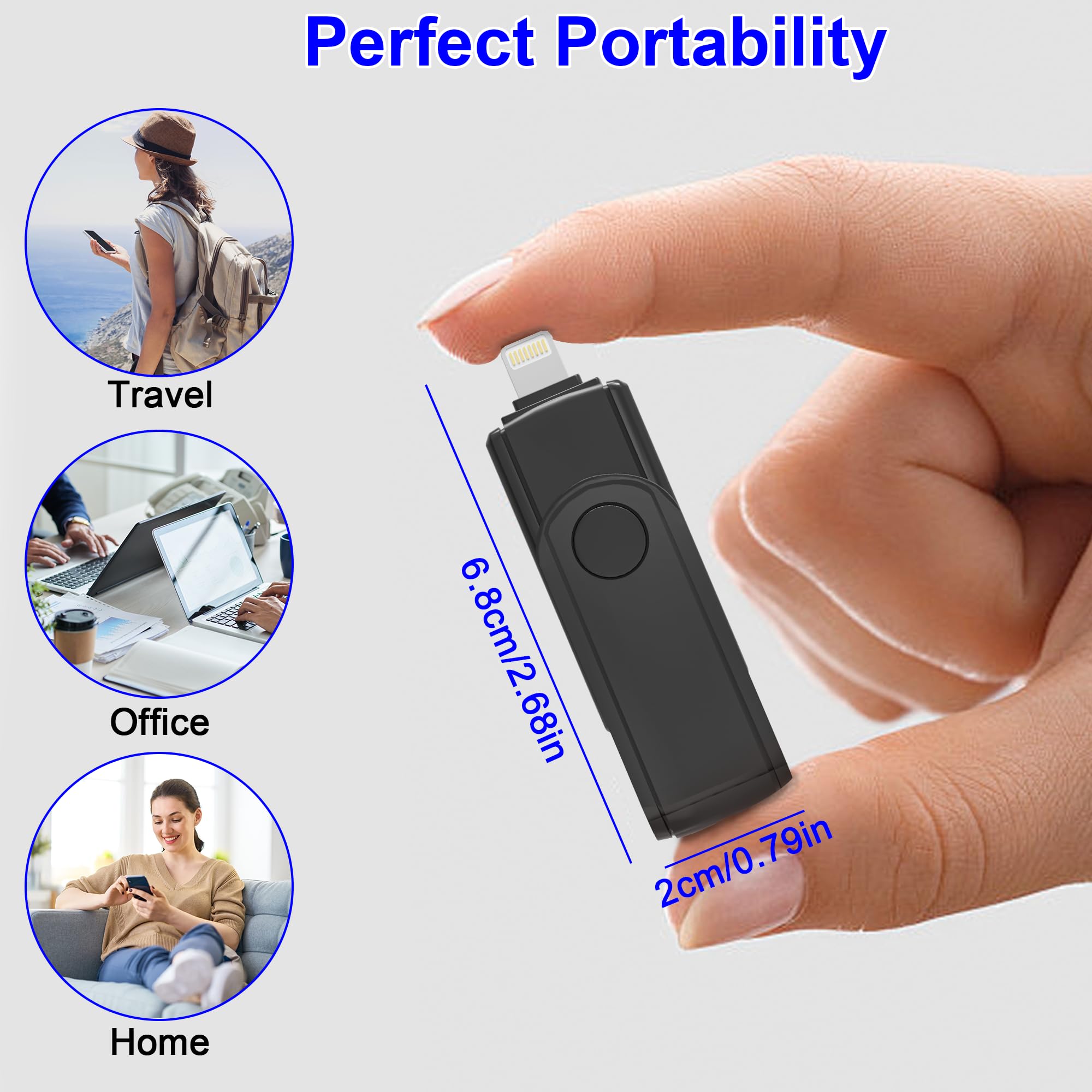 Lettore di Schede SD, USB C e Lightning Card Reader per iPhone 16/15/iPad/Apple/Android, Lettore Schede per Micro SD/SD/TF/microSDHC/microSDXC/SD/SDHC/SHXC/MMC(Leggere 2 carte contemporaneamente)