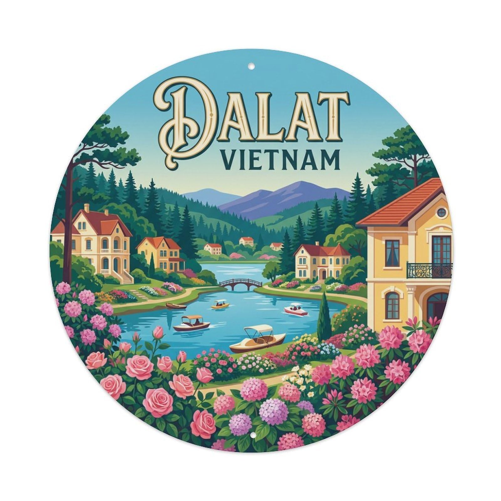 Xanthor Style Vintage Travel Vietnam Dalat Metal Tin Sign