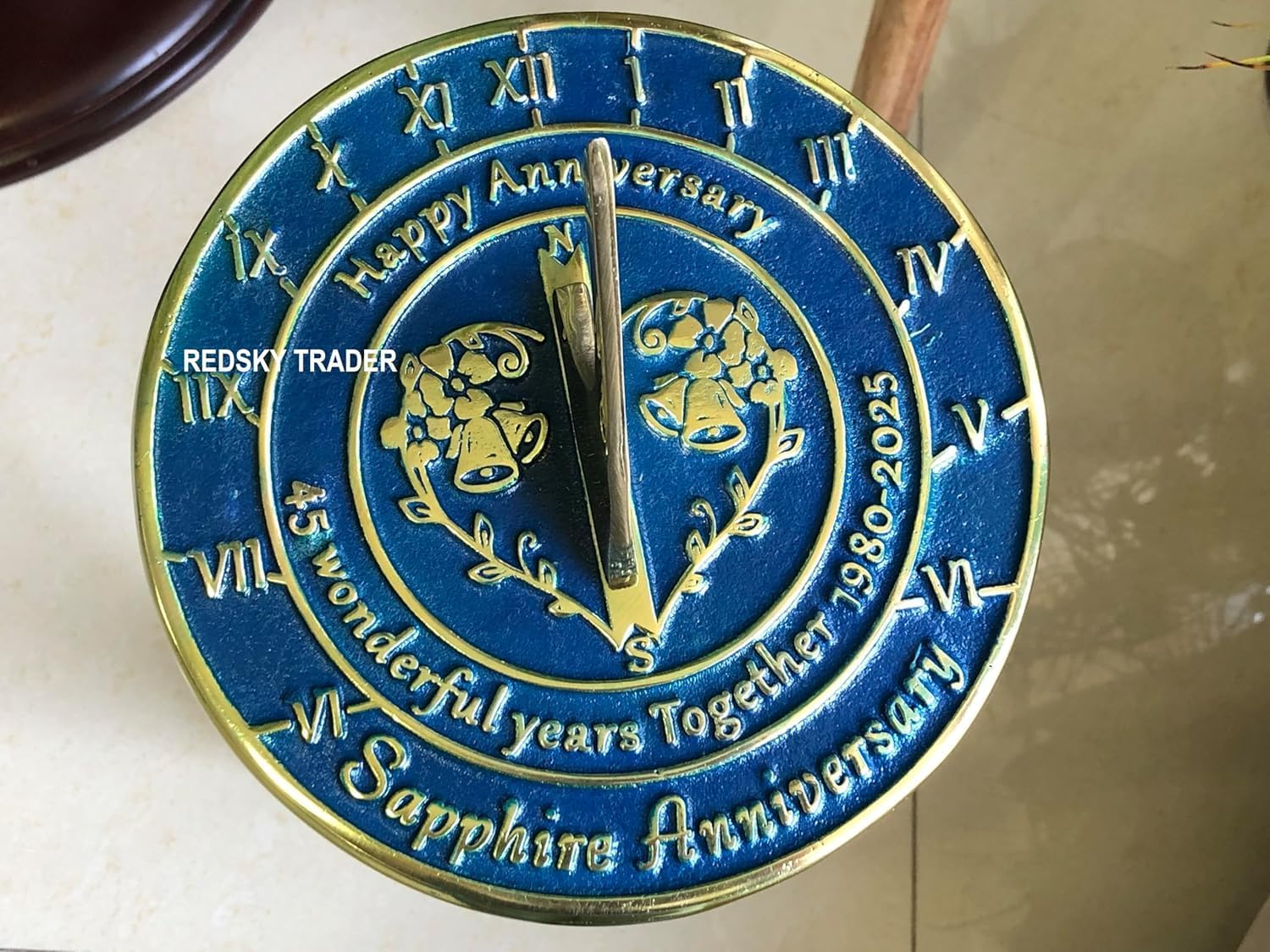 8" Anniversary Sundial Home Garden Décor Gift for Your Loves Ones (45th Anniversary Sundial)
