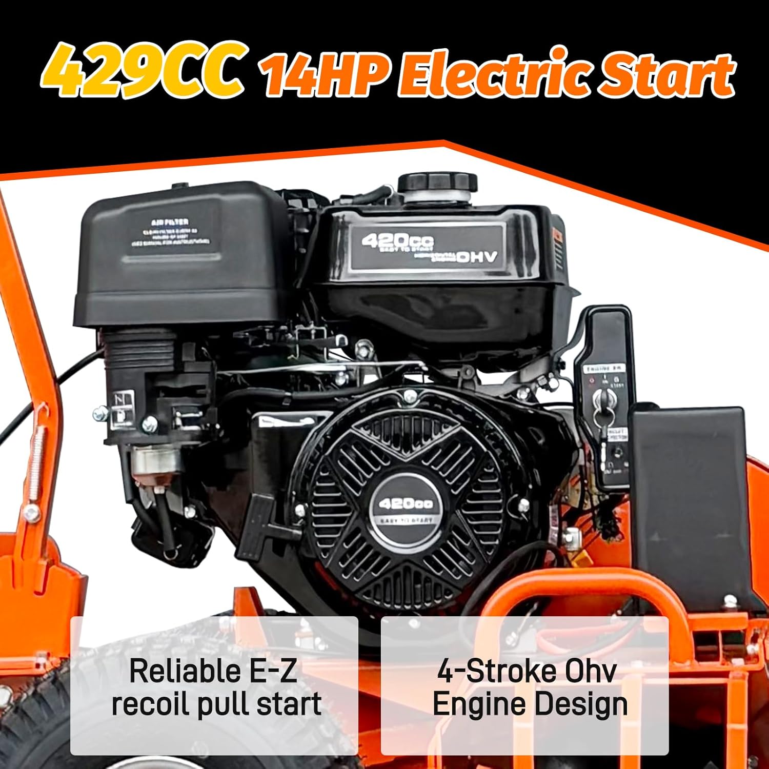 23hp B&S Engine Crawler Mini Skid Steer Loader and 15HP Gas Powered Trencher - Perfect for Gardens, Parks, Roads,Root Cutting, and Farm Work (Orange)