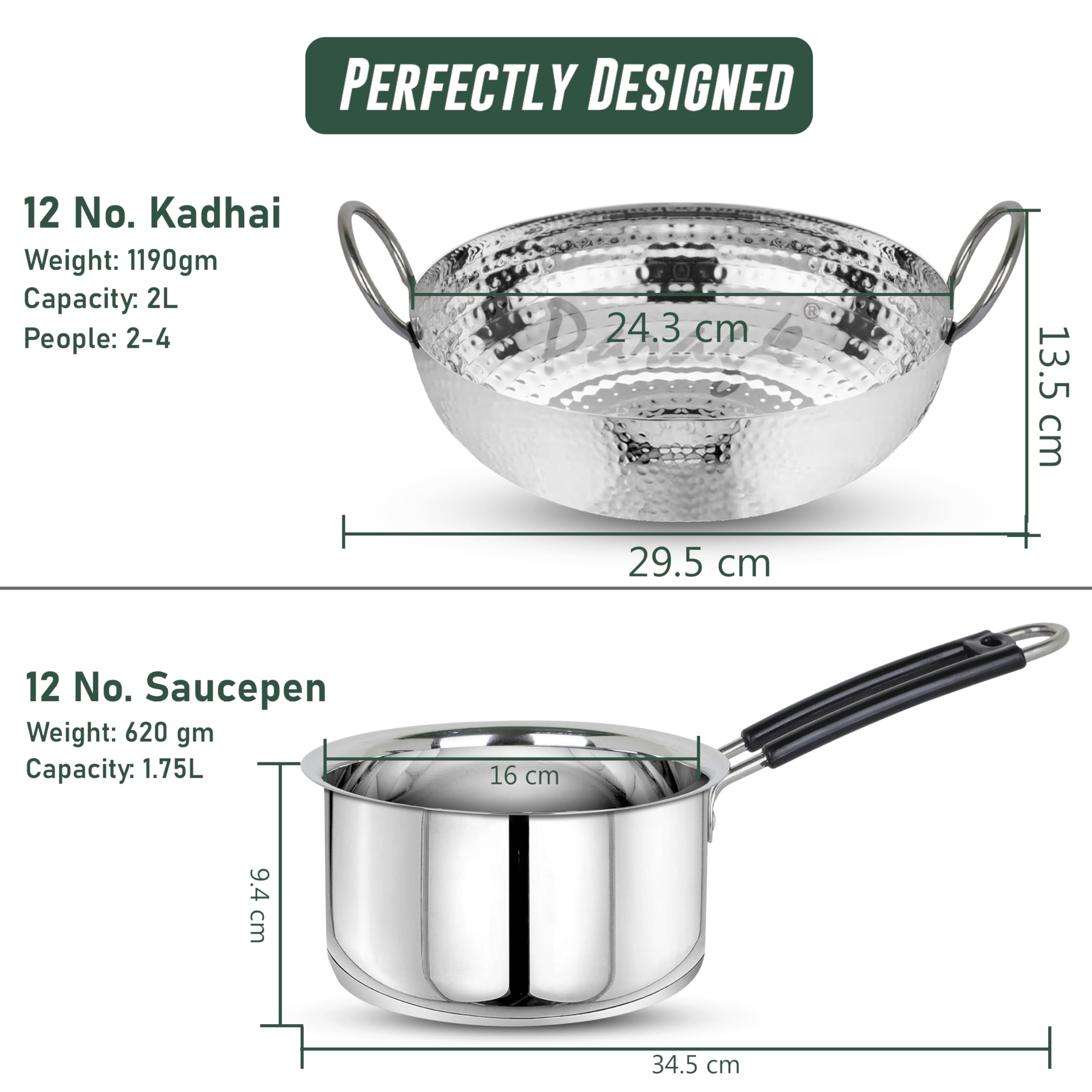 Uniware Stainless Steel 1.0 Quart Saucepan with Glass Lid for All Kitchen Use (1.0 Quart)