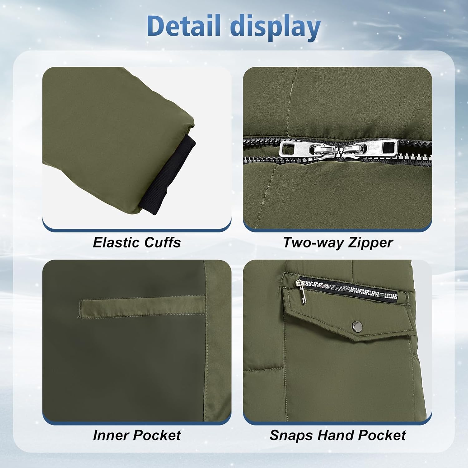 JYG Women's Winter Coat Warm Quilted Thickened Outerwear Windproof Puffer Parka Jackets with Removable Hood - Image 5