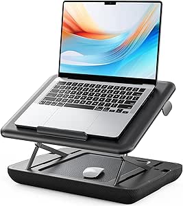 SAIJI Height &amp; Tilt Adjustable Lap Desk, Portable Laptop Stand for Bed, Car, Couch and Recliner, Foldable Lap Desks - Up to 15.6 Inch Laptops