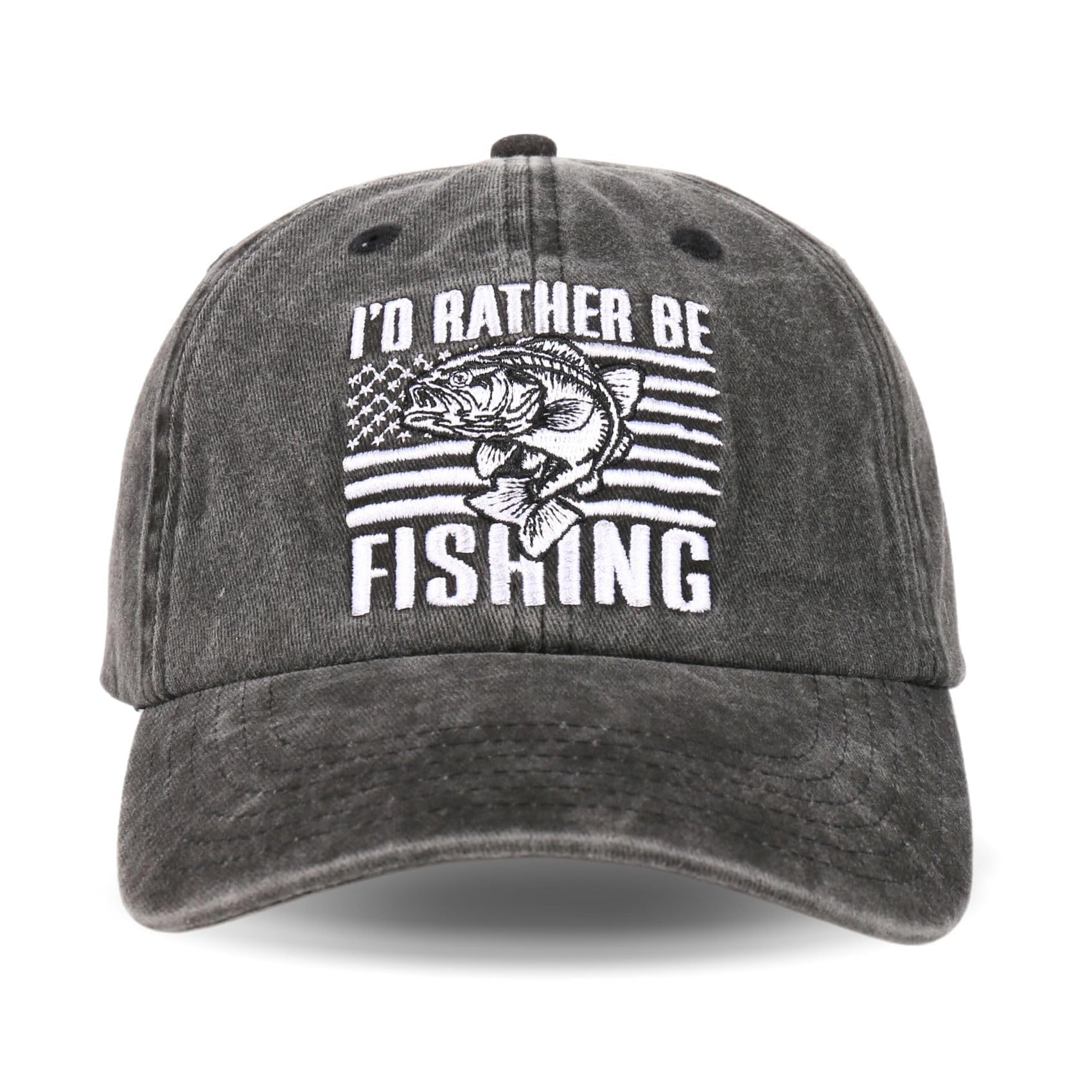 InnoBeta Fishing Gifts Cap for Men, Fishing Lovers, Funny Adjustable Embroidered Fishmen Gifts for Birthday, Christmas Black