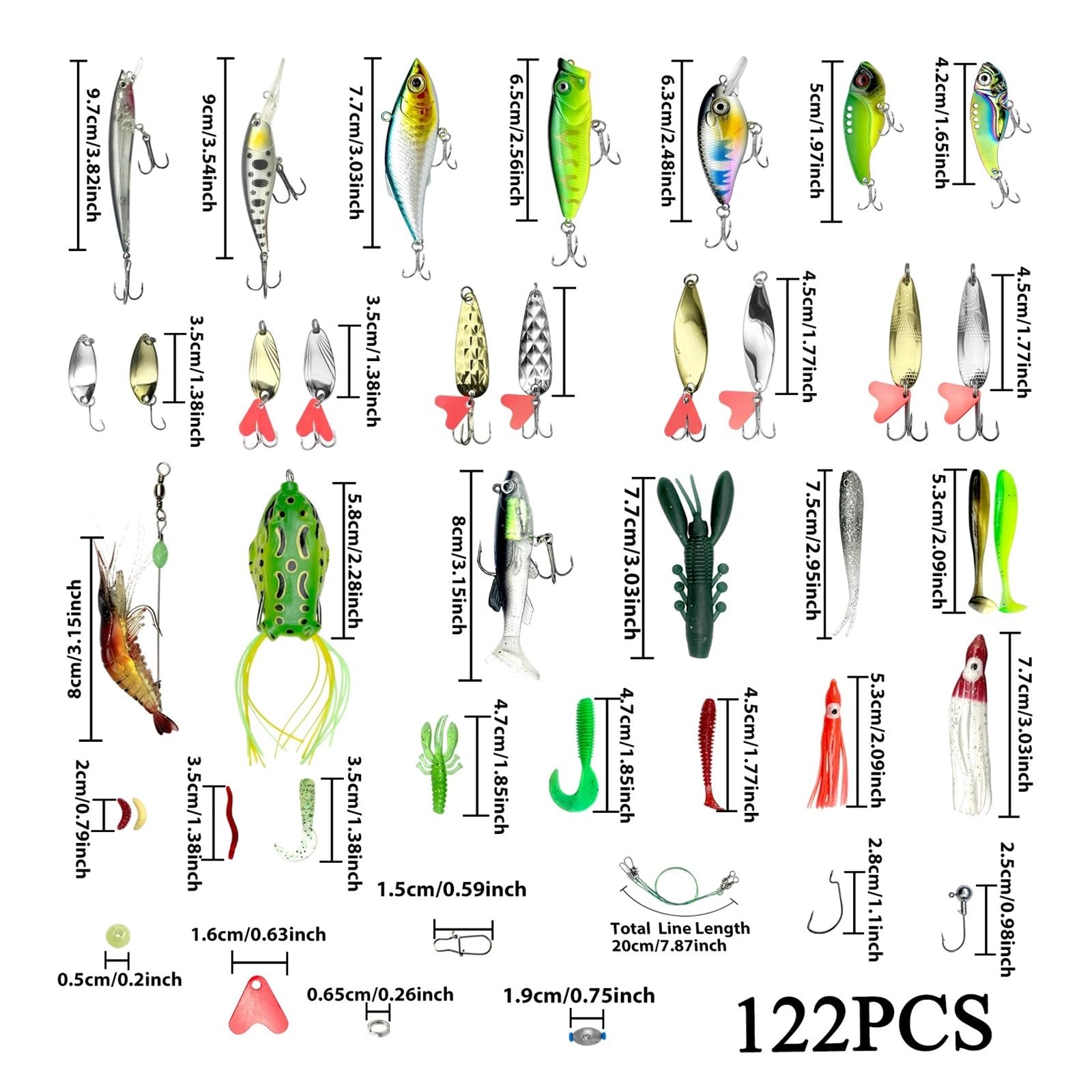 Kit de señuelos de Pesca de 78/122/284 Piezas for Aparejos de Cebo de Superficie, Kit de Aparejos for lubina, Trucha, salmón, Accesorios de Pesca para Agua Salada, Trucha