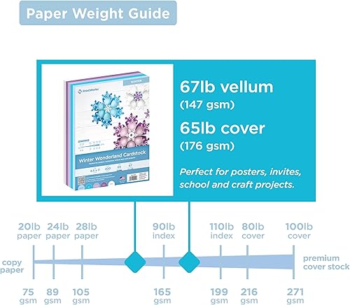 Miniatura 3 de Printworks - Cartulina de invierno para el país de las maravillas, 5 colores surtidos, núcleo sólido, 200 hojas, 8.5 x 11 pulgadas (00599)