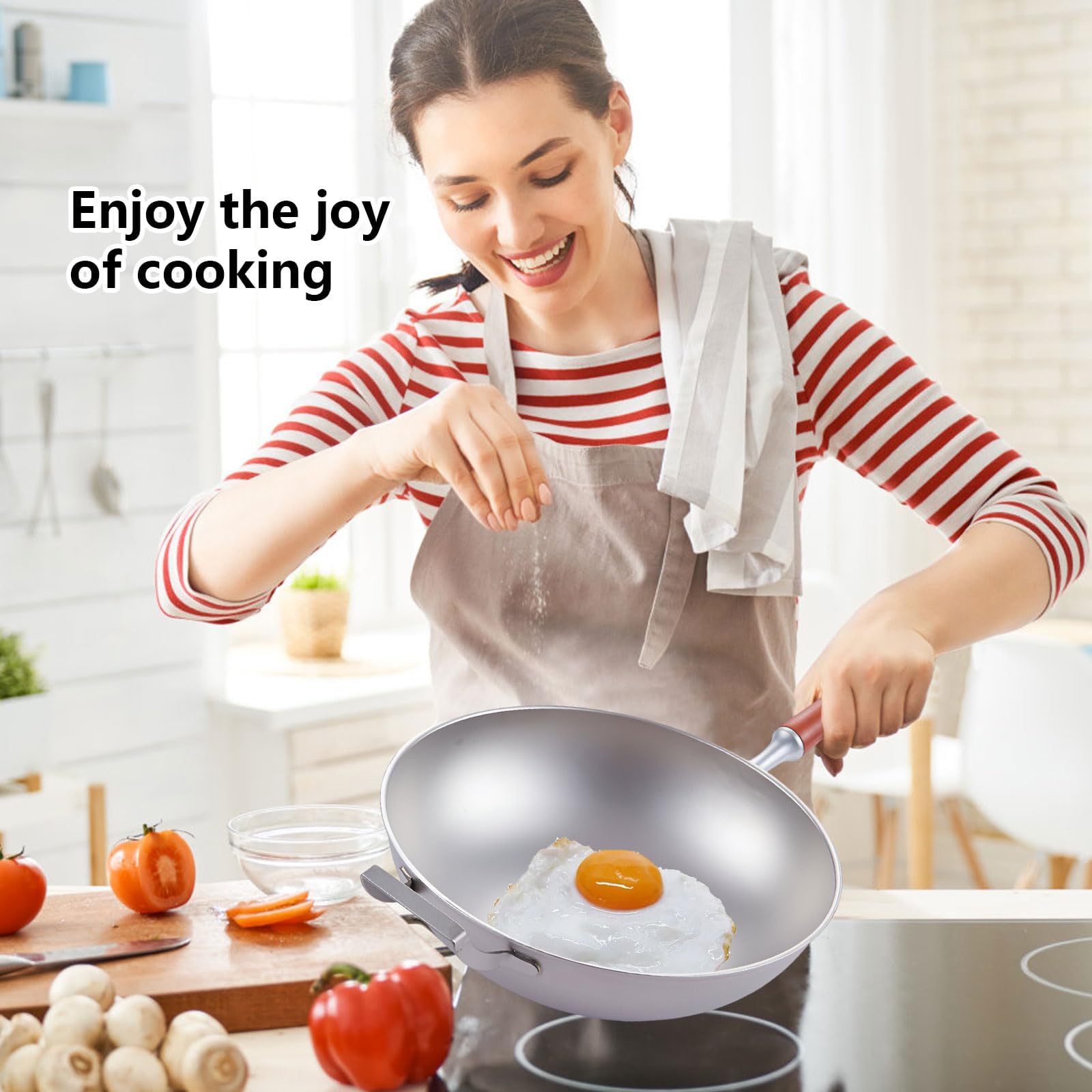 Poêle à frire antiadhésive – Poêle professionnelle résistante aux rayures, facile à nettoyer pour cuisinières à gaz, à induction et électriques, 30 cm