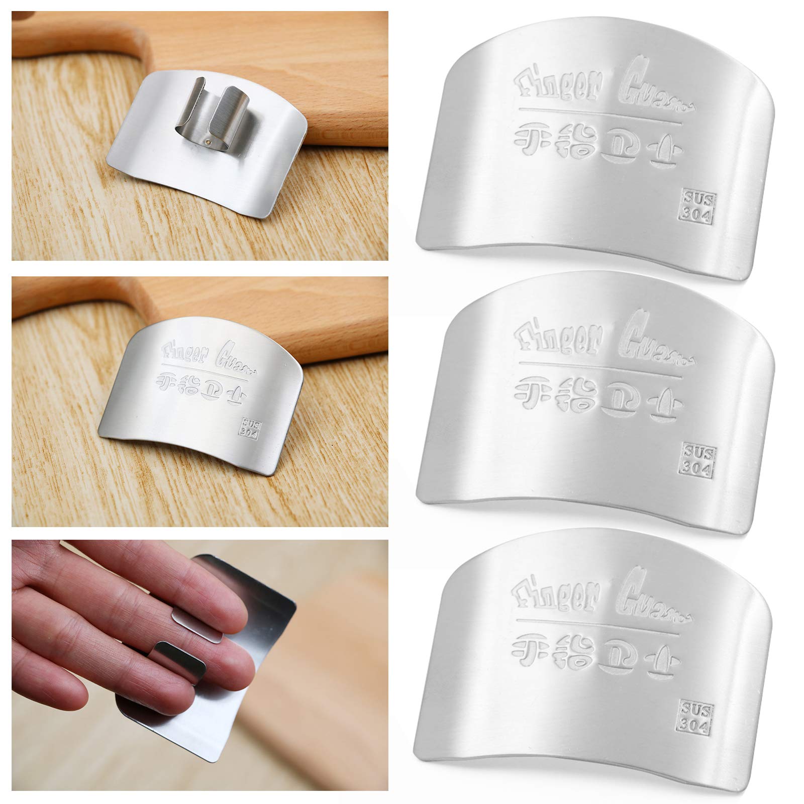 Protege Doigt Cuisine, 2 Pcs Protège-Doigts en acier inoxydable 304 pour éviter de vous blesser lors de la découpe des aliments