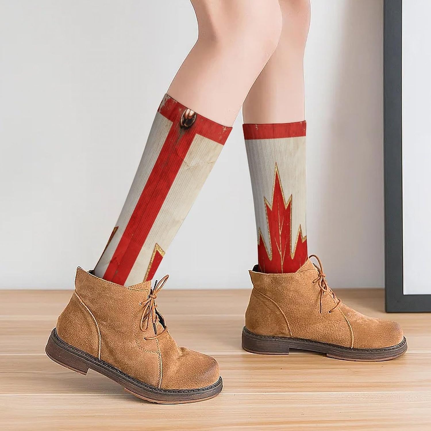 Vintage Canada Flag Crew Socks Casual Breathable Calf Socks | Cushion Running Athletic Socks Long Performance Breathable Sports Socks for Women Men