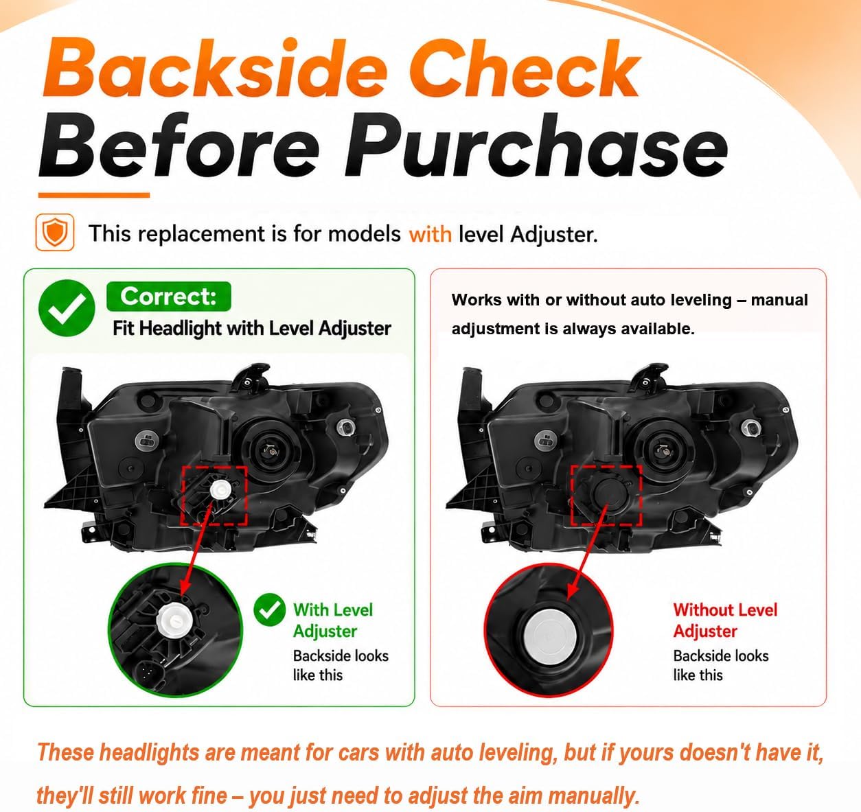 Headlight Assembly for 2014-2021 Toyota Tundra with Level Adjuster