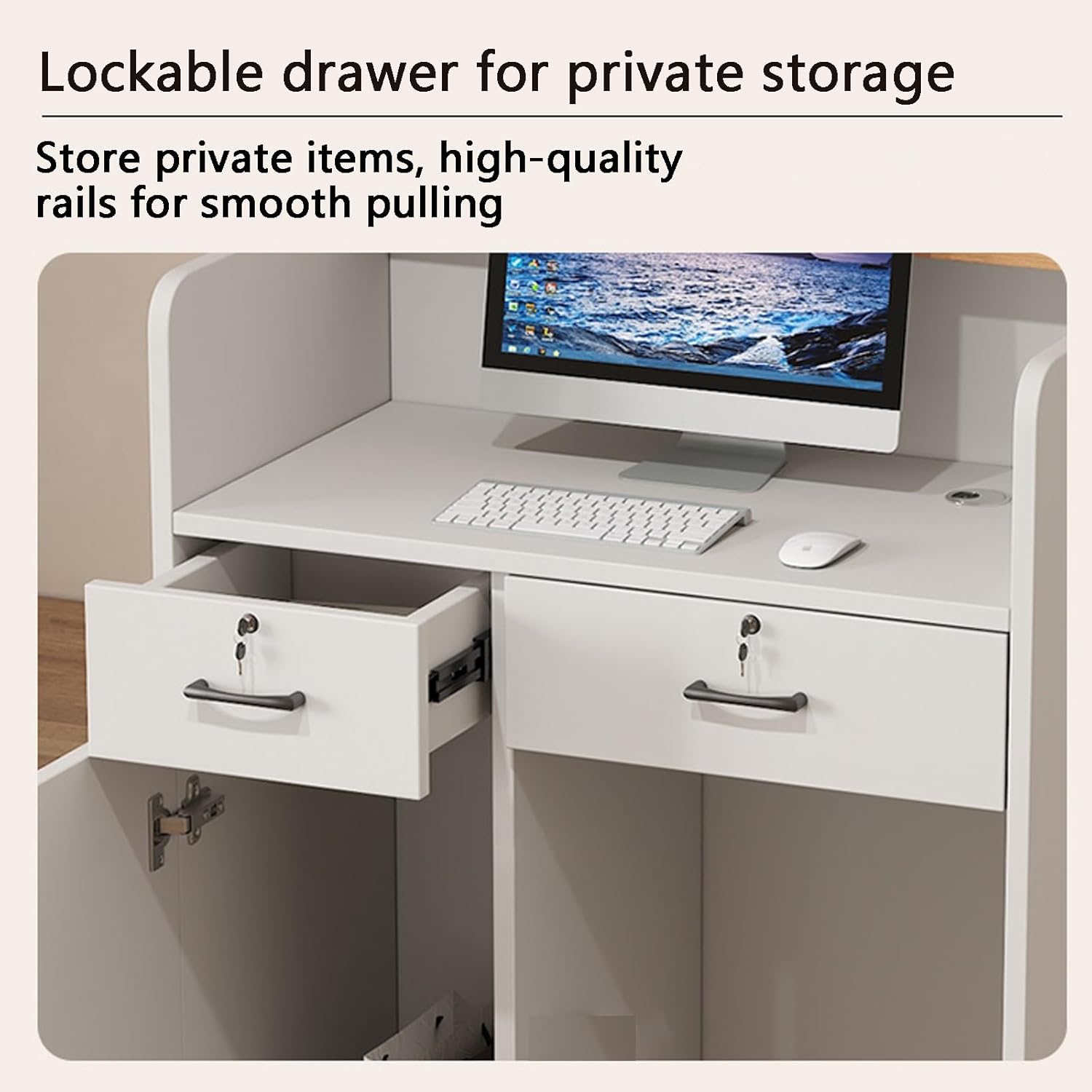 Reception Desk,Reception Desk with Counter,Front Desk,Simple Design,Multi-Layer Storage,Suitable for Restaurant Front Desk,Company Front Desk and Other Scenes (Need to Be Installed)(A,60CM)