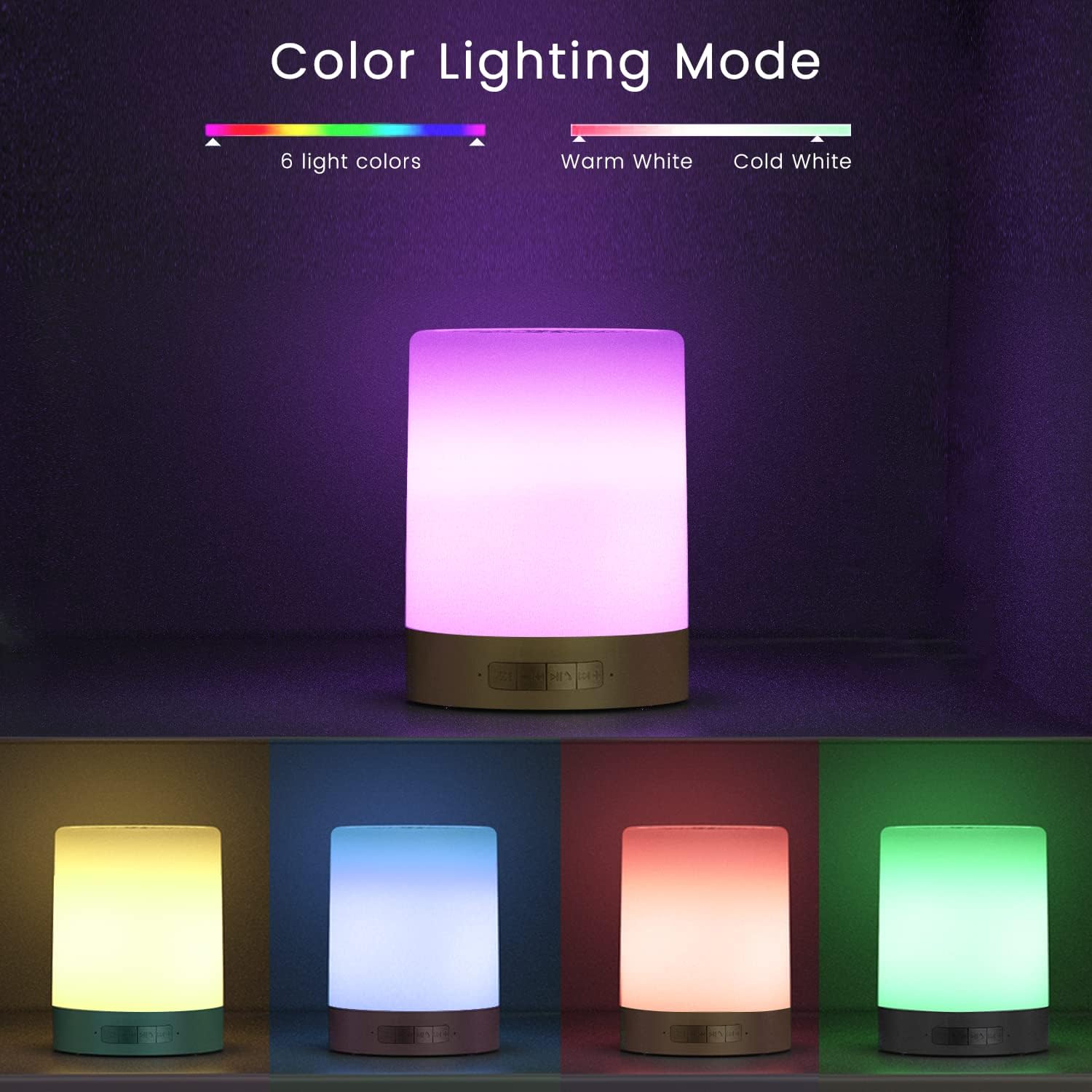 Elecstars Touch Bedside Lamp - with Bluetooth Speaker, Dimmable Color Night Light, Outdoor Table Lamp with Smart Touch Control, Best Gift for Men Women Teens Kids Children Sleeping Aid( Green) - - 