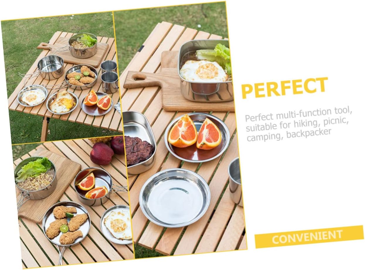 Stainless Steel Camping Cookware Set Portable Outdoor Cooking Kit for Hiking and Fishing Compact Lightweight Practical Camping Supplies for Easy Outdoor Cooking