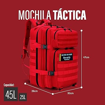 Mujer BEVERLY MOCHILA TACTICA 45 L Negra Impermeable