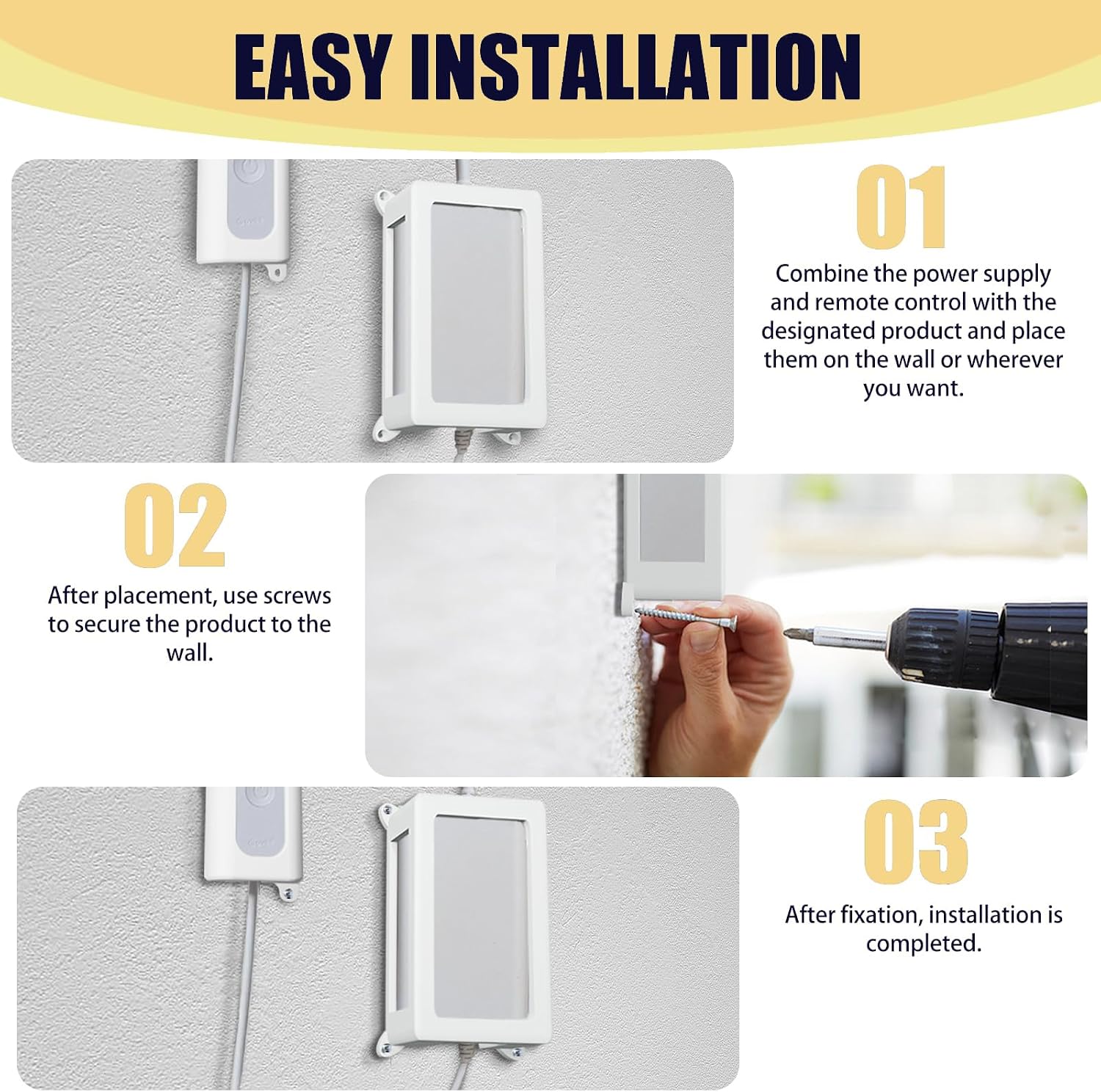 Wall Mount Bracket Set for Govee H705 H706 Outdoor Light, Controller & Power Adapter Mounting Kit with Screws, Fit for Govee Pro & Regular Version