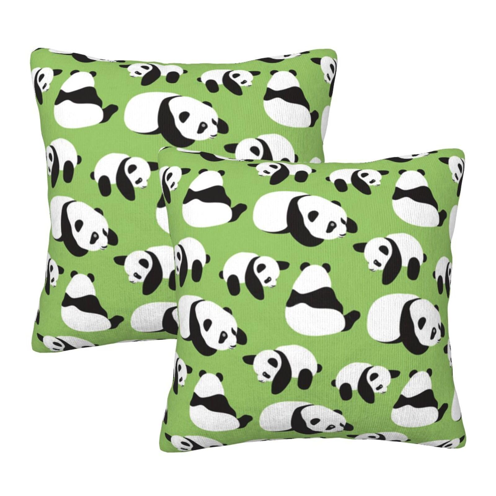 Taies d'oreiller carrées panda fond vert pour protéger et décorer vos coussins