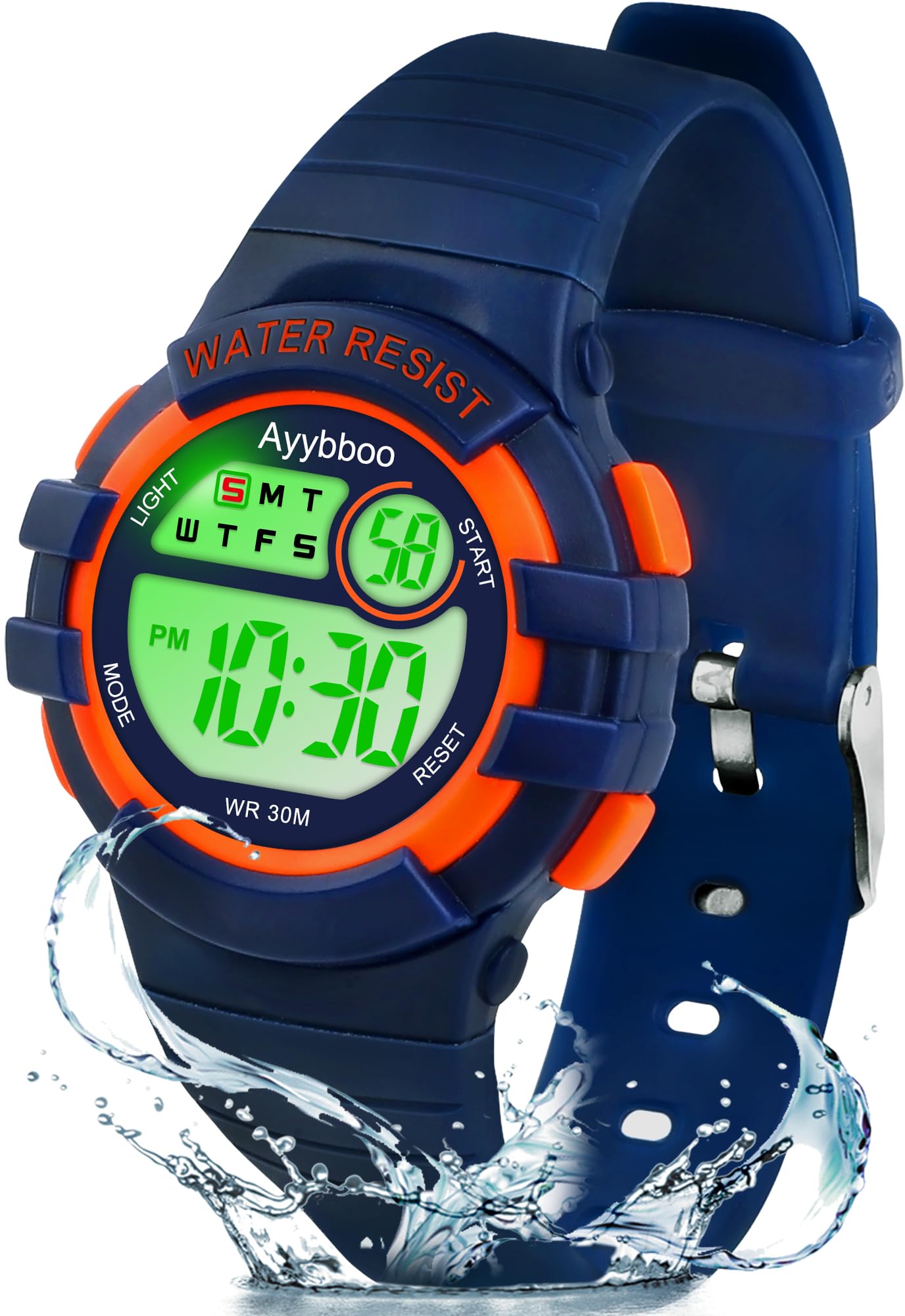 Reloj Niño Digital Infantil con 7 Luces LED,Impermeable 3 ATM, Alarma,Fecha,Cronómetro,Reloj Deportivo de Pulsera para Niñas y Niños,Regalo Ideal