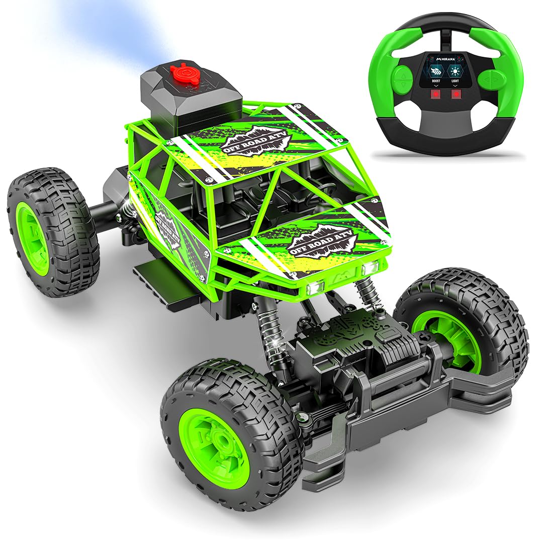 Duster 4WD 4x4 RC Car | High Speed ATV Remote Control Rock Crawler | C-Type USB Rechargeable Offroad Monster Truck | Spring Suspensions | Fun Outdoor Toy for Kids (4 Wheel Drive, Green)