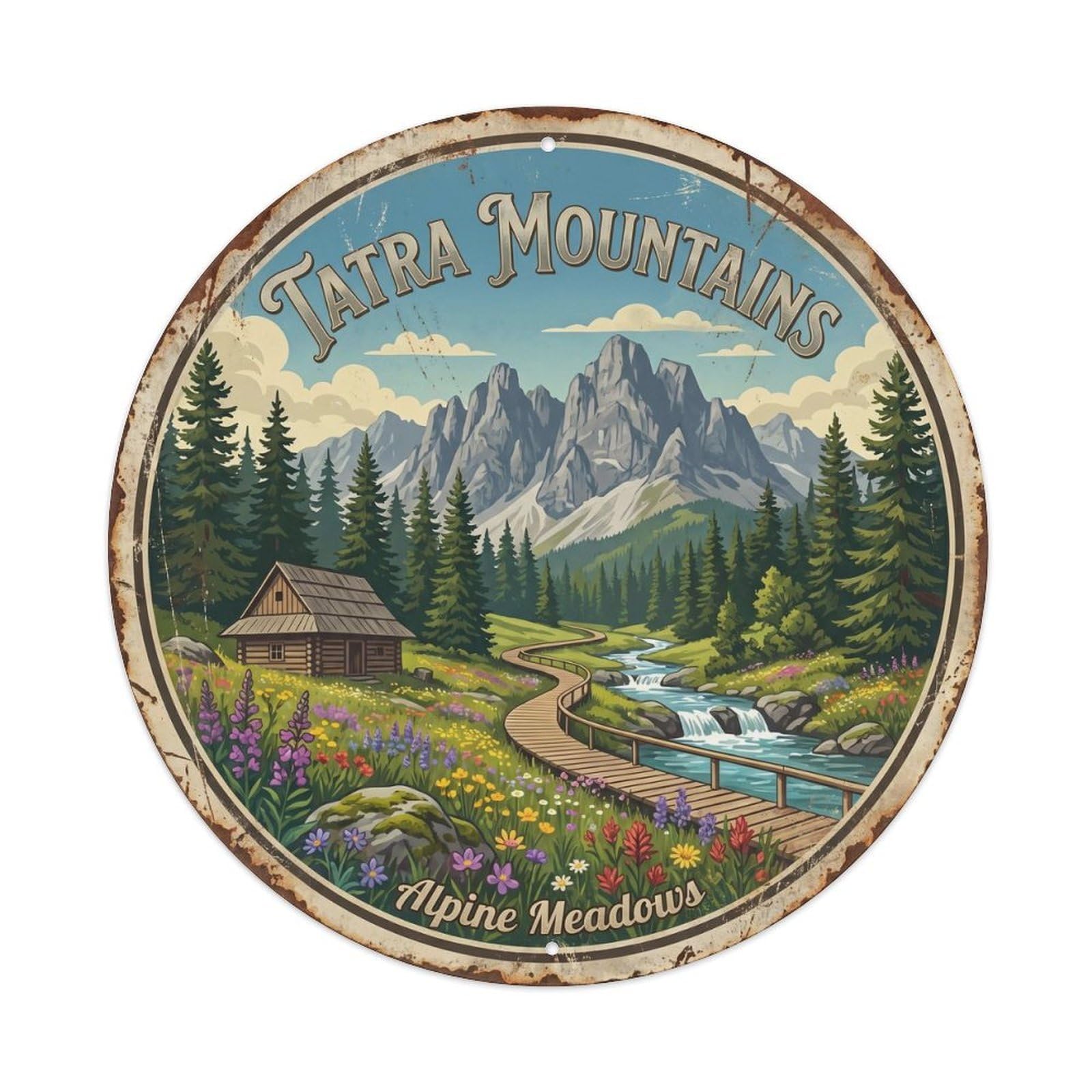 Vintage Travel Tatra Forest Poland Mountain Metal Tin Sign