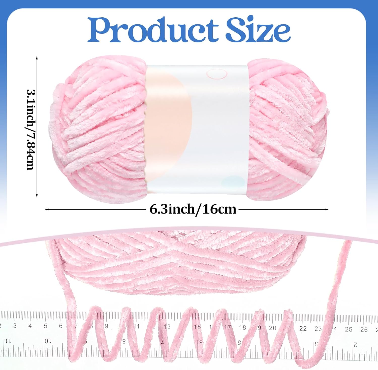 Xinnun 12 Skeins 1116 Yards Chenille Velvet Soft Thick Plush Yarn Bulk for Crocheting Knitting Blanket DIY Weaving Craft, 6mm, 3.5 Oz/Skein(Fresh Color)
