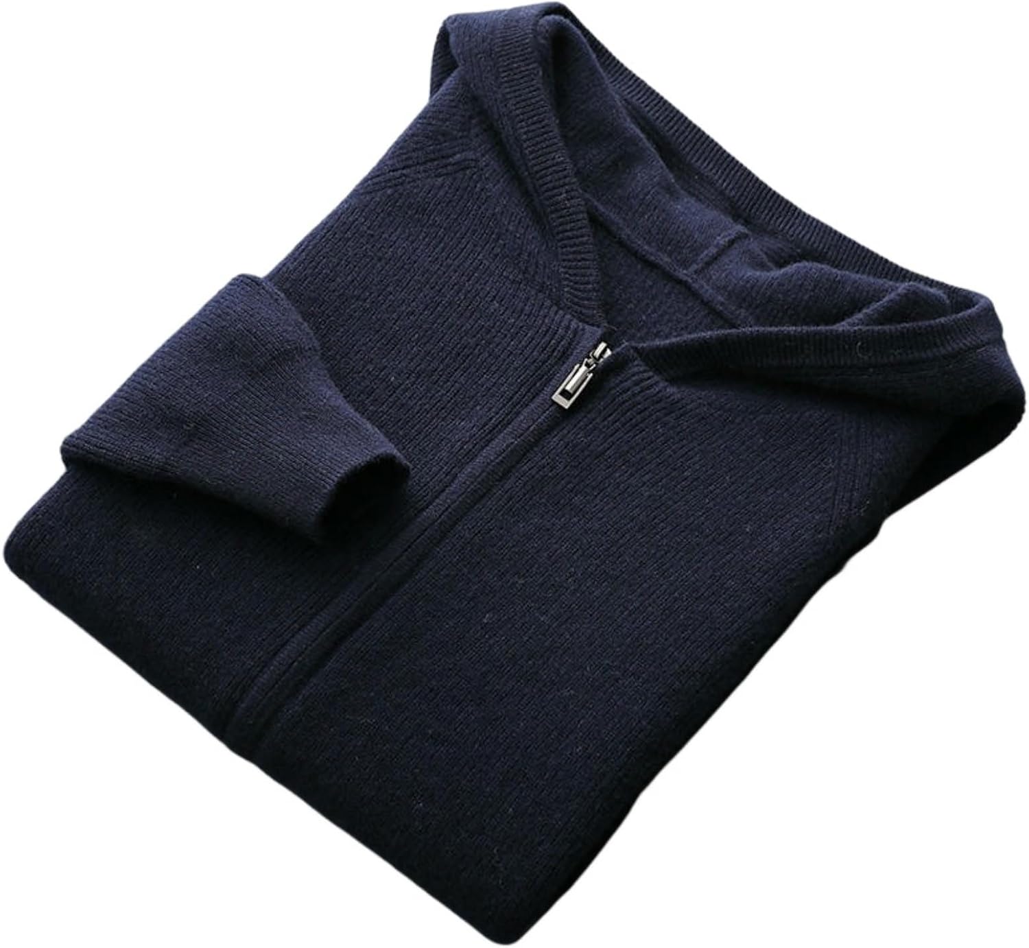 Men's Business Casual Thickened Hooded Zipper Cashmere Knit Sweater Cardigan