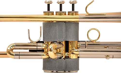 Vista 64 de Protector de válvula de trompeta de cuero genuino de protección y comodidad (guardia, negro)