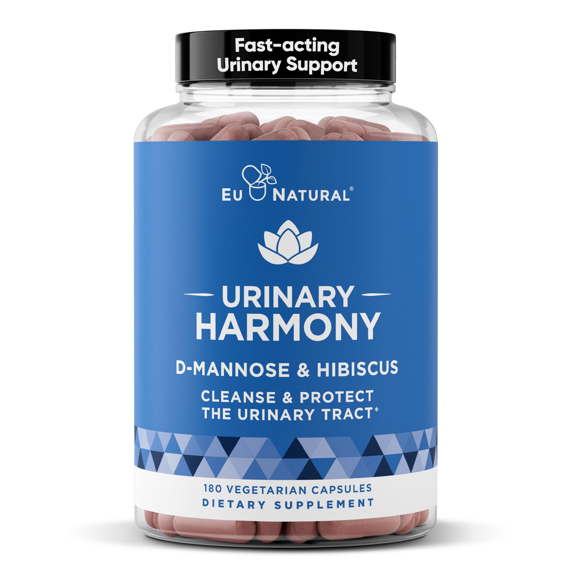 Urinary Harmony D-Mannose Supplement – Urinary Tract Health for Women – Cleanses and Flushes the Urinary System – Potent Clinical Strength Formula with DMannose and Hibiscus – 180 Fast Acting Capsules