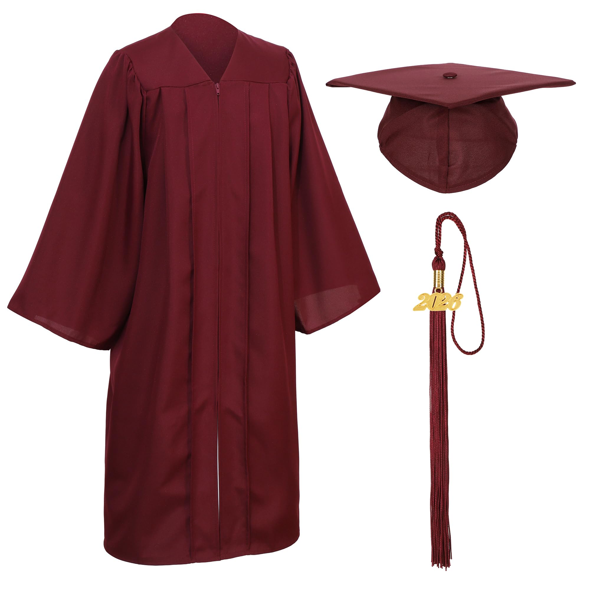 Unisex Matte Graduation Cap and Gown Tassel Package for High School and Bachelor