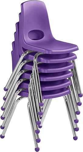 Miniatura 467 de Factory Direct Partners 10355-BL Silla escolar apilable de 10 pulgadas, asiento apilable para estudiantes con patas de acero cromado y rodamientos