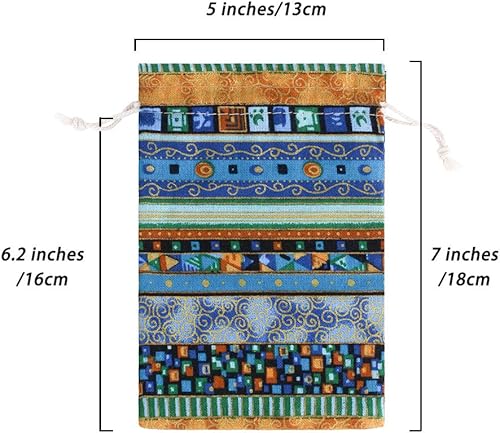Miniatura 9 de SumDirect Bolsa de arpillera de lino estilo étnico egipcio, 20 bolsas de regalo de 4 x 6 pulgadas con cordón, bolsas de algodón reutilizables para