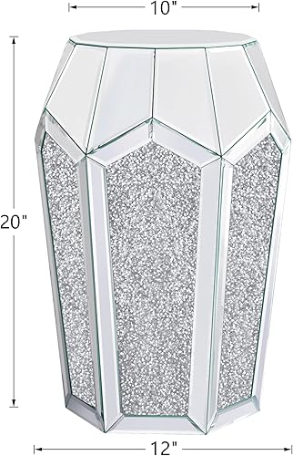 Miniatura 2 de ENENE Mesa auxiliar de espejo con diamantes triturados para sala de estar, mesa auxiliar para espacios pequeños para dormitorio, oficina, pasillo,