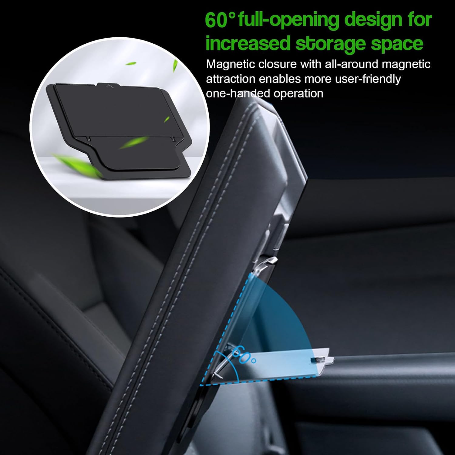7PCS Center Console Organizer Kit for Tesla New Model Y Juniper, Double Layer Space Upper Lower Center Console Trays, Silicone Cup Holder and Charger Pad, Armrest Hidden Storage Box