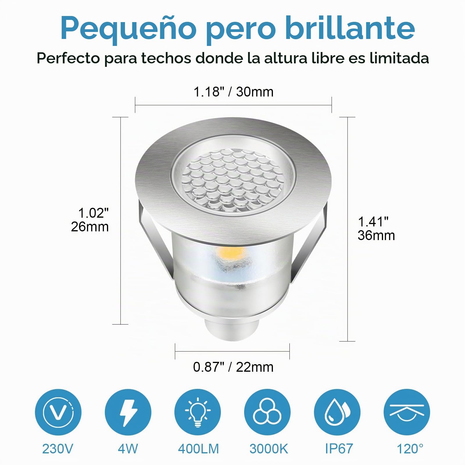 Bigzom Set de 16 suelo terraza exterior iluminación, blanco cálido, IP67 impermeable, focos exterior para puentes de piscinas, madera, cubiertas de madera, jardines, lámparas incrustadas mini