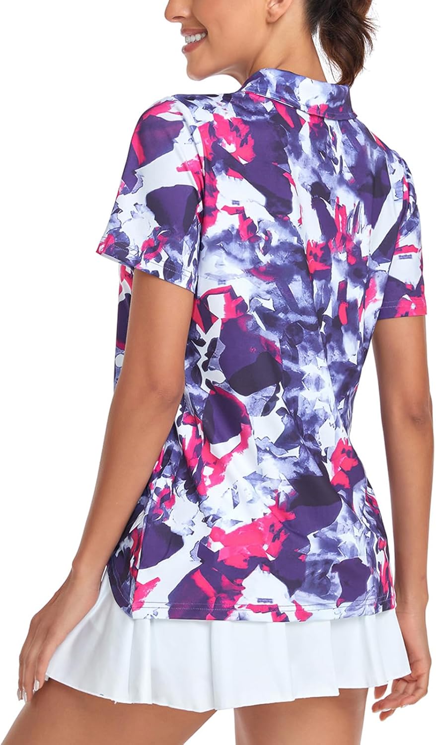 Tanst Sky Women's Golf Polo Shirts Short Sleeve Quarter Zip Pullover Moisture Wicking Workout Tops - Image 2