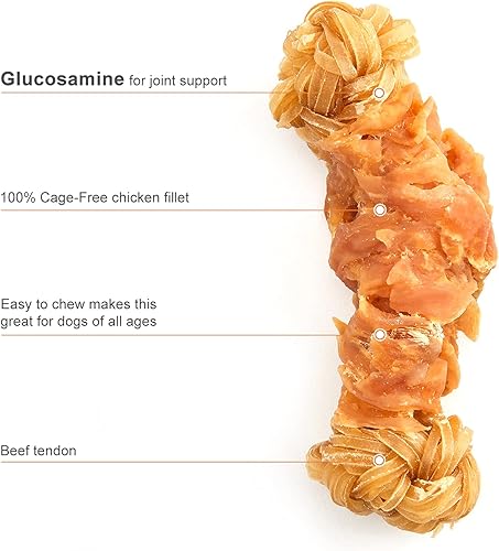 Vista 16 de Jungle Calling Tendones de carne de res para perros, tendones envueltos en pato, masticables para perros de larga duración para cadera