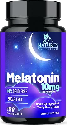 Melatonin Sleep Supplement 10mg - Maximum Strength 100% Drug Free, Non-Habit Forming - Best Sleep Supplements for Adults Restful Sleep - Fast Dissolve Melatonin, Berry Flavored - 120 Chewable Tablets