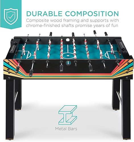 Vista 24 de Best Choice Products Mesa de futbolín de 48 pulgadas de tamaño competitivo para el hogar, sala de juegos con 2 bolas, 2 portavasos Marrón claro