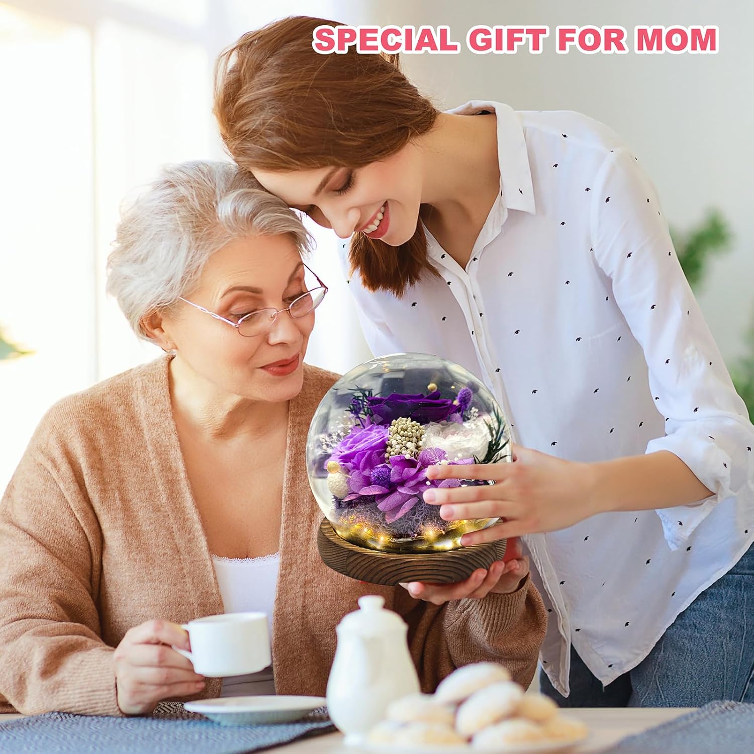 Preserved Flowers Deal Gifts for Mothers Day.Cool Unusual Gifts for Ladies, Moms, Lovers, Friends,Birthday Anniversaries, Eternal Flowers Unique Flower Gifts, Graduation Flower Bouquets (Purple Roses)