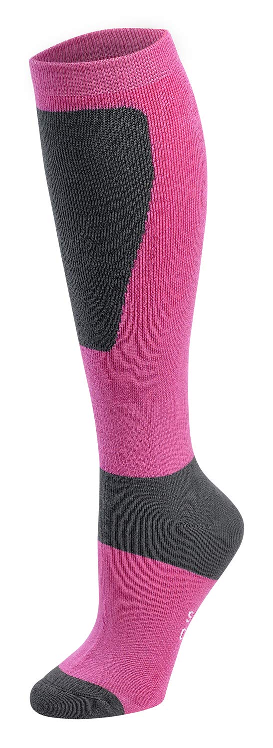 Bamboo Sports Unisex Pink/Gray Warm Odor Eliminating Moisture Wicking Bamboo Rayon Ski Snowboard Socks, Medium