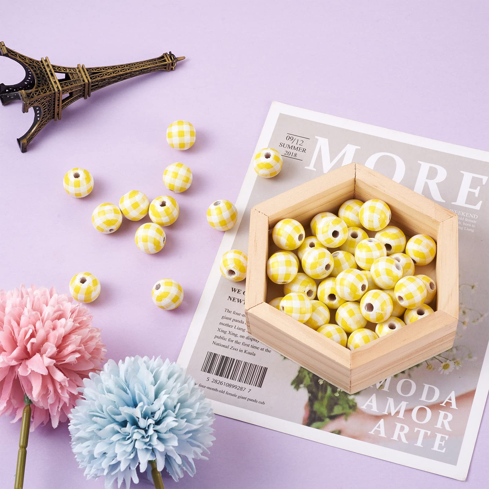 WLIANG 150 Goldene Holzperlen, 16 Mm – Natürliche Runde Perlen Für Schmuck, Deko & Bastelprojekte