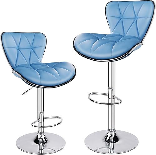 Miniatura 13 de Leopard- Bancos de barra giratorios, ajustables, con respaldo de piel sintética acolchada A-shell Espalda/Gris,Marrón,Caqui,Gris claro,Celeste,beige