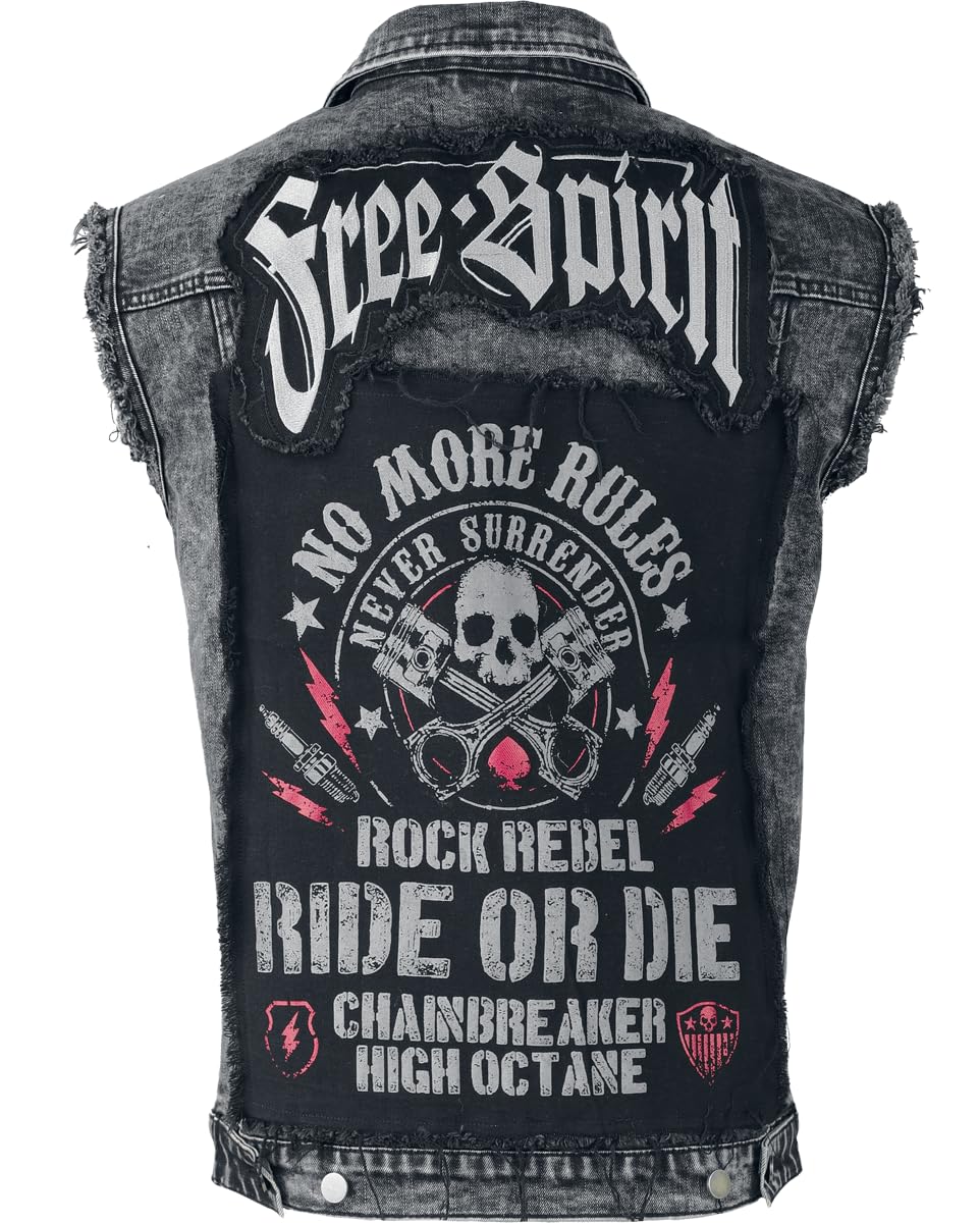 Rock Rebel by EMP Uomo gilet nero effetto acid wash