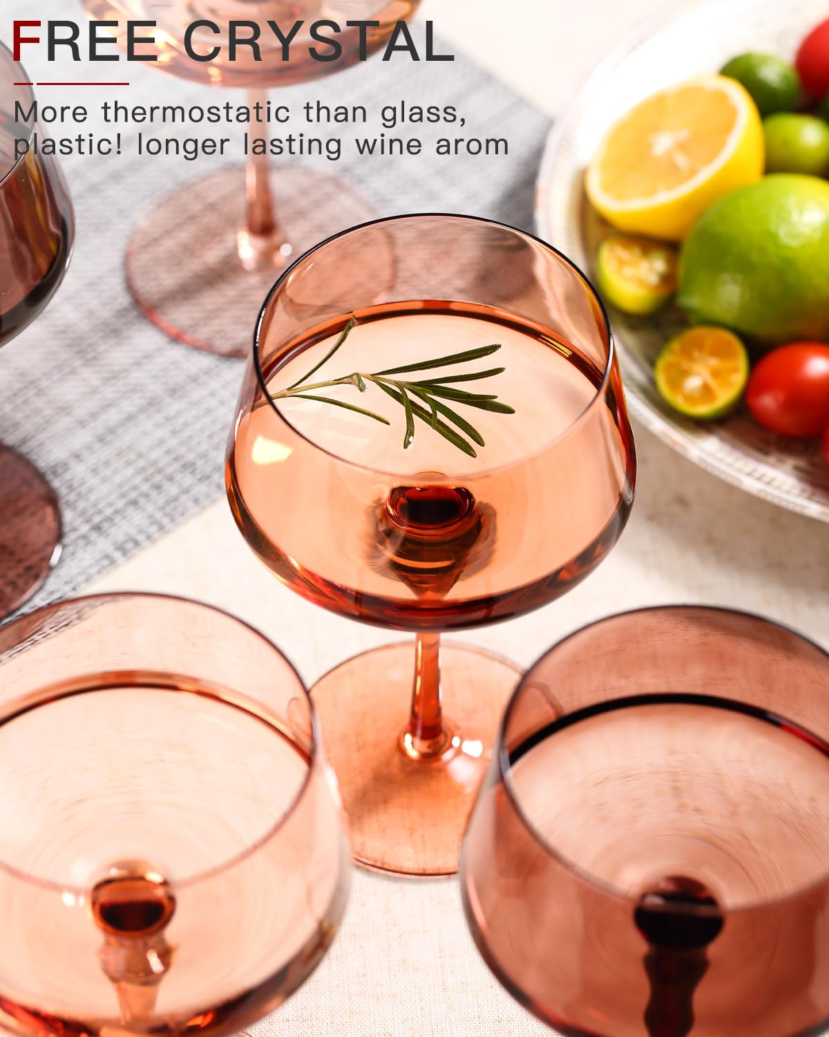 comfit Braunes Coupé-Gläser-Set, 170 ml, Martini-Gläser mit großem Fassungsvermögen, bernsteinfarbene Cocktailgläser, mundgeblasen, farbiges Champagnerglas, Hochzeitsgeschenke