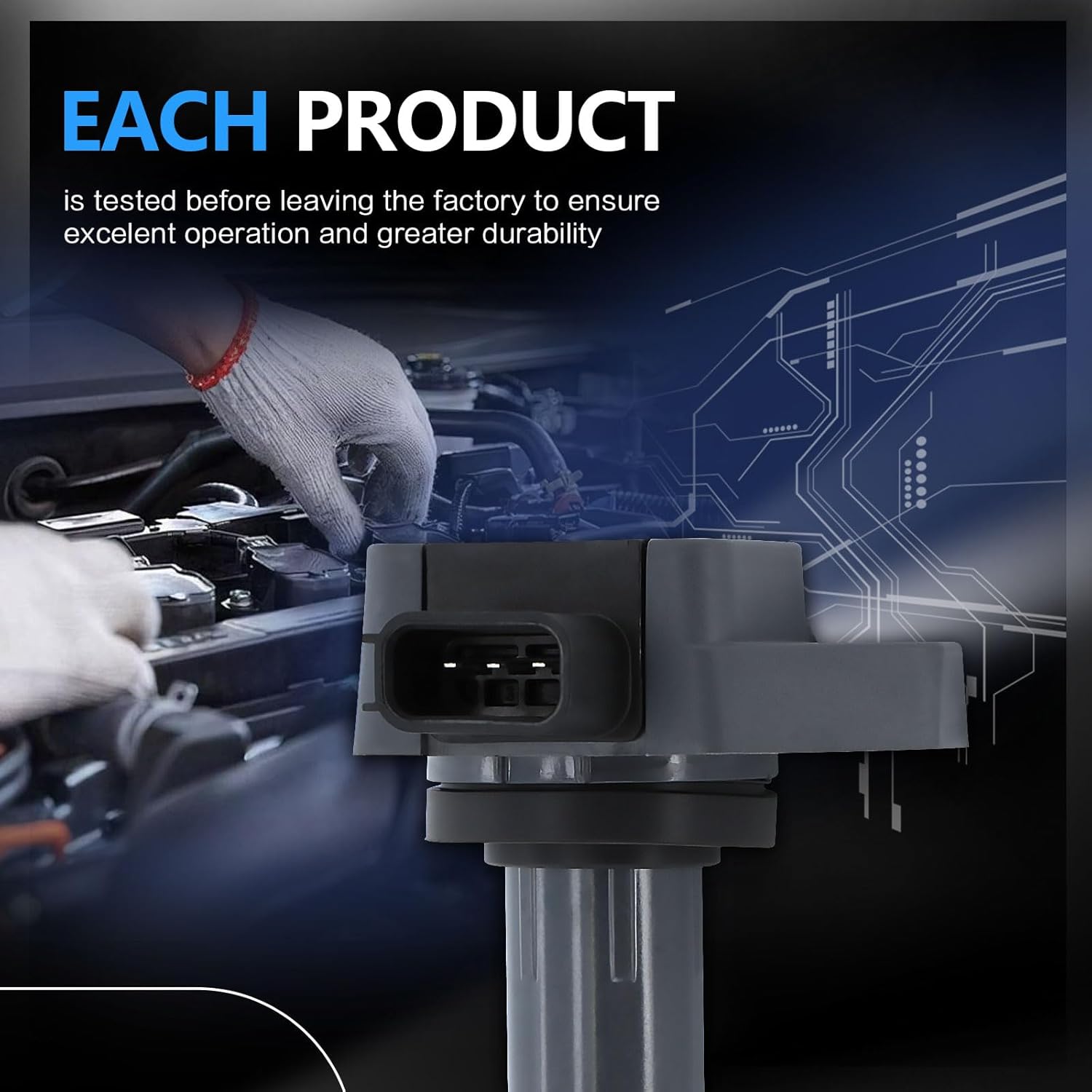 UF400 Ignition Coil Pack Compatible with 2001 2002 2003 2004 2005 Honda Civic, 2002 2003 2004 Acura EL L4 1.7L Replaces# UF-400 C1460 5C1451 Set of 4