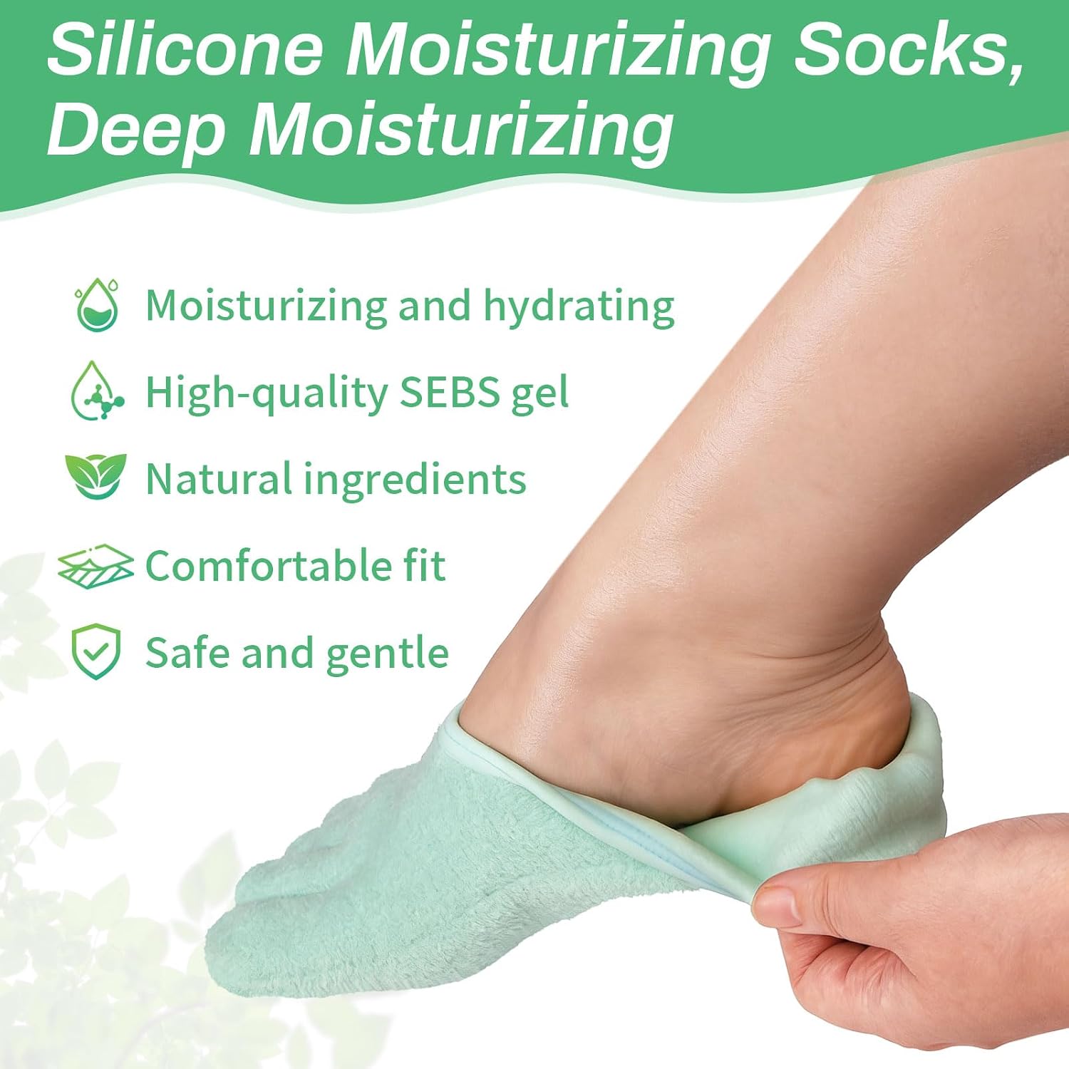1 Pairs 5-Toe Gel Moisturizing Socks, Suitable for Dry Heels, Vitamin E and Jojoba Oil Essence Moisturizing Foot Care Products, Women & Men