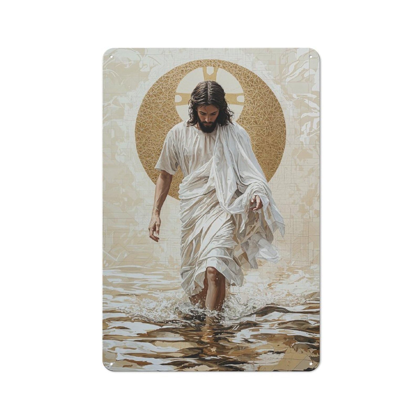 Junmoney Jesus Walking On Water Tin Wall Plaque 30X20cm With For Hobby Room Or Studio, For Metal Sign Collectors, For Kitchen And Home Bar Decor