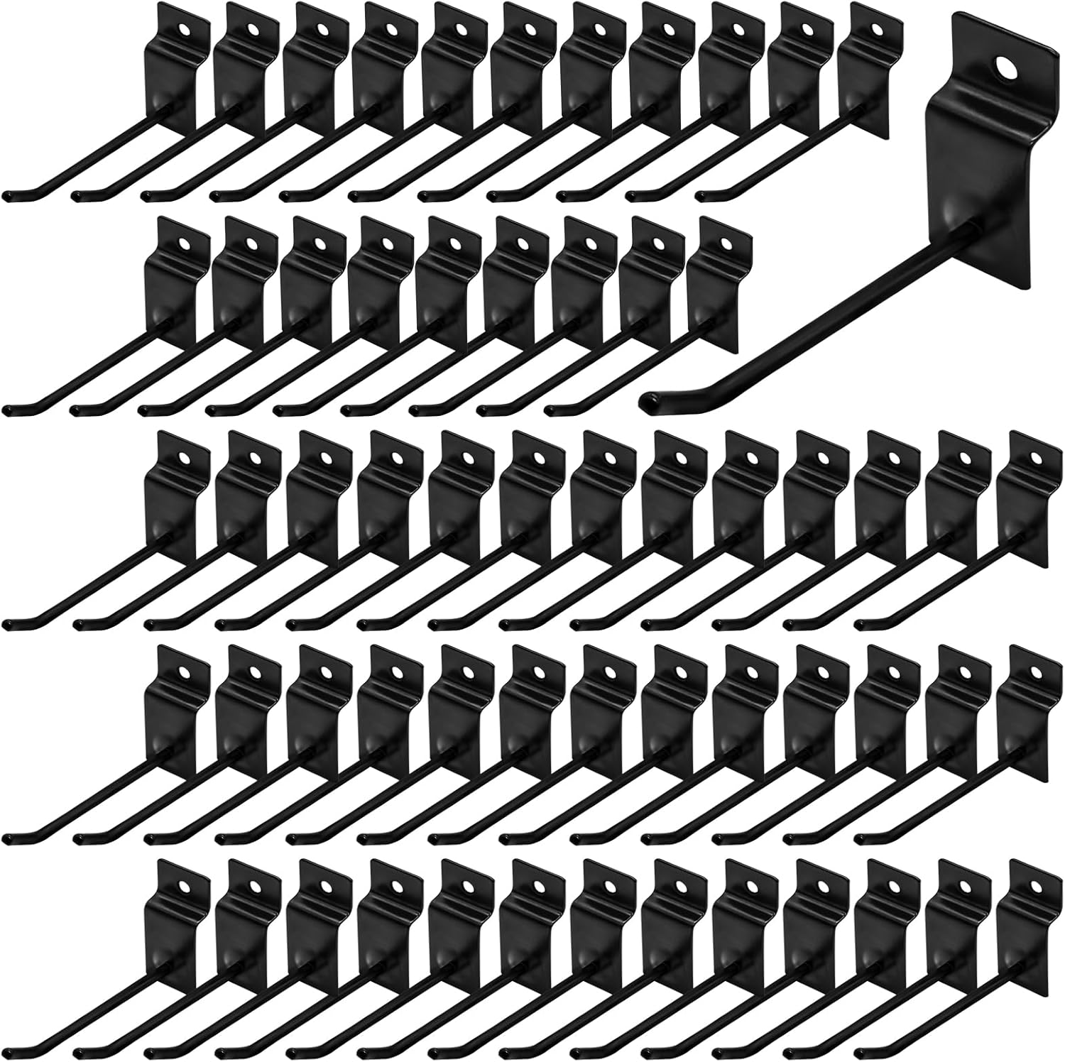 60Pcs 4 Inches Slatwall Hooks Assortment Set, Heavy Duty Metal Panel Display Slat Wall Hooks, Pegboard Gridwall Display Hangers for Garage Shop Retail Exhibition Organization (Black)