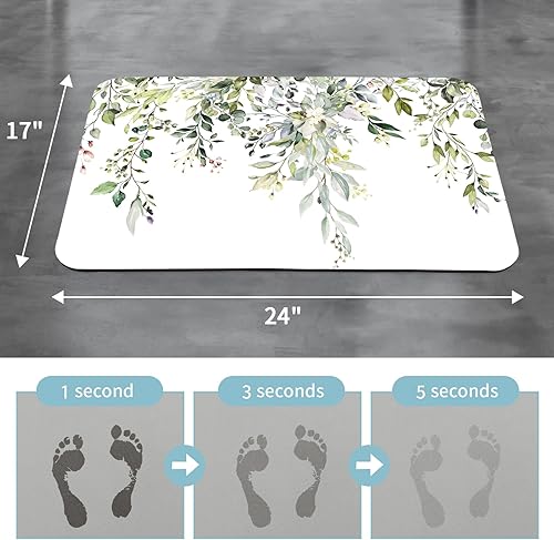 Miniatura 2 de Gibelle Alfombra de baño con hojas de eucalipto, súper absorbente, de secado rápido, delgada, para debajo de la puerta, antideslizante, parte