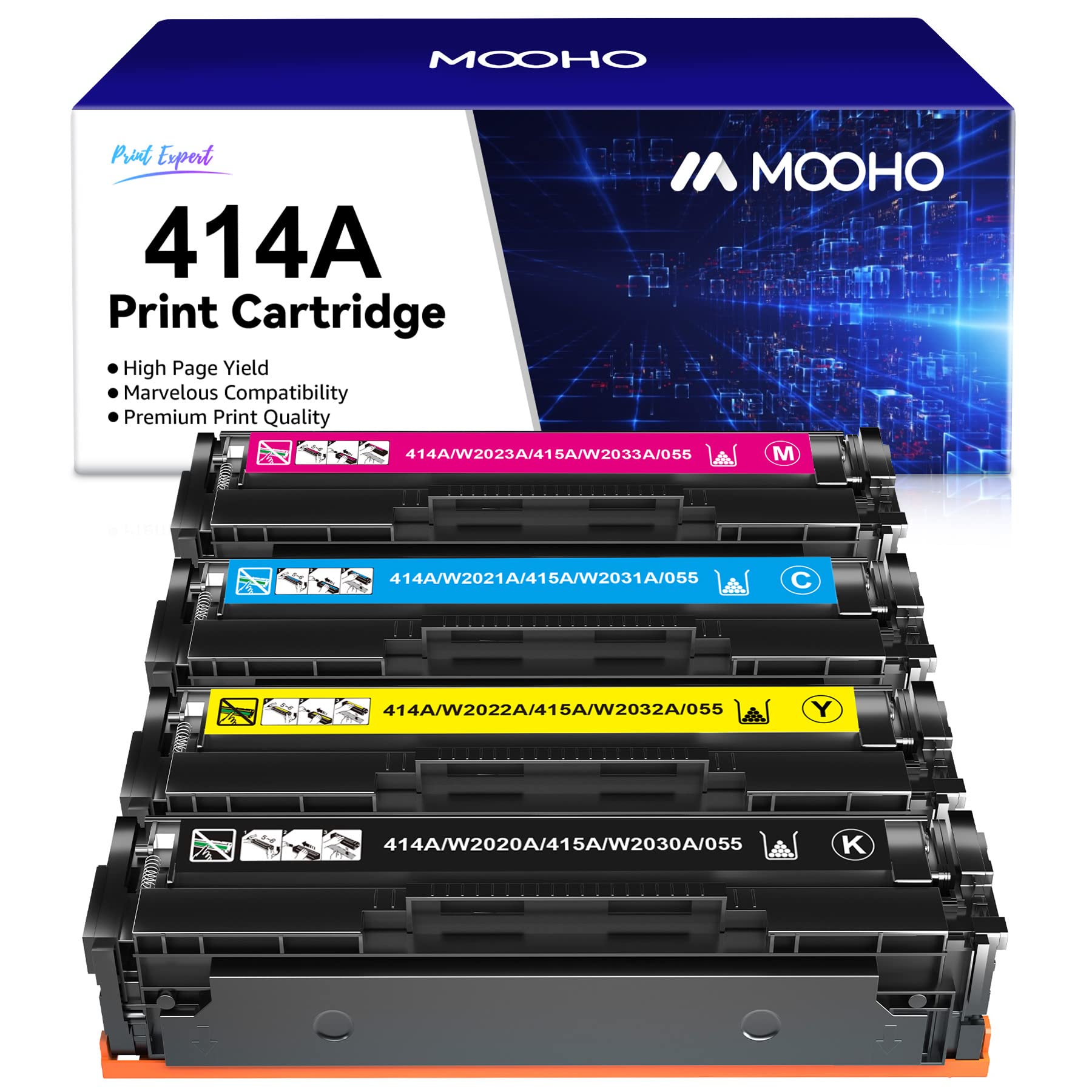 Mooho Compatible 414a Toner Cartridge 4 Pack Replacement For Hp 