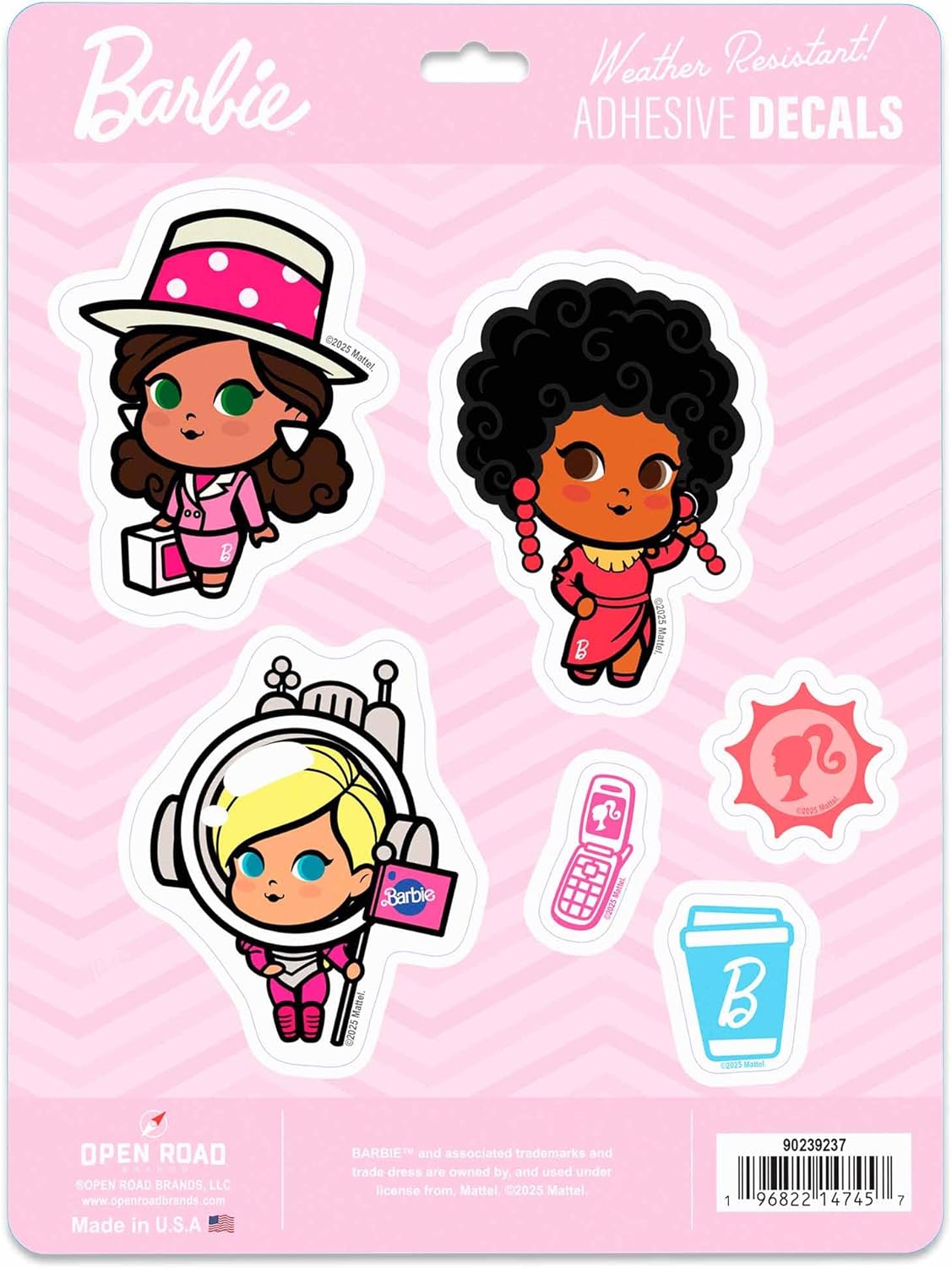 Mattel Barbie Career Girls Adhesive Vinyl Decals - Fun Set of Barbie Stickers with Astronaut, Pilot, Dancer and More, 1 Pack (6 Count)